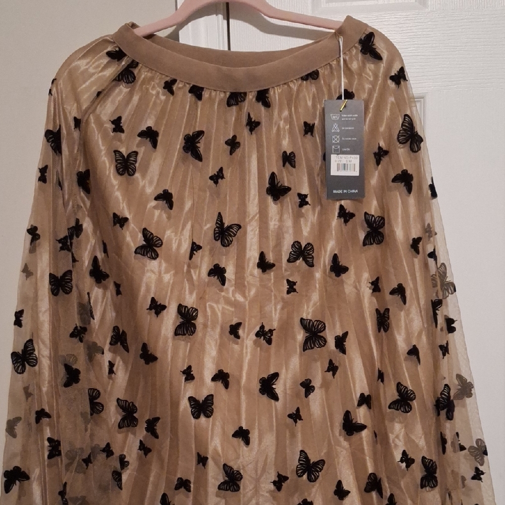 Butterfly Embroidered Sheer Top